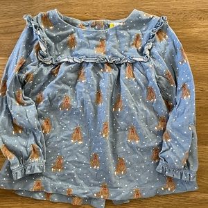Mini Baby Boden Teddy Bear Ruffle Top